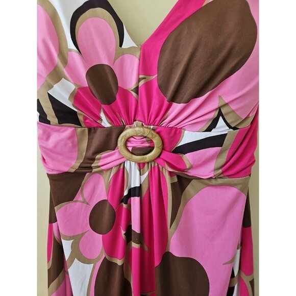 Joseph Ribkoff Dress s18 Multicolor Bodycon Sleeveless Floral Ruched Buckle Boho - Picture 8 of 13